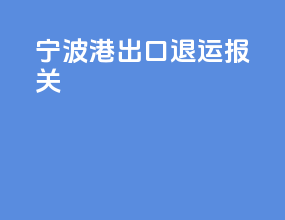 宁波港出口退运报关
