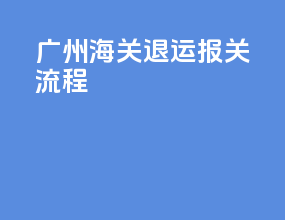 广州海关退运报关流程