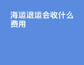 海运退运会收什么费用