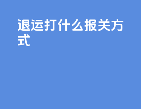 退运打什么报关方式