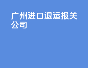 广州进口退运报关公司