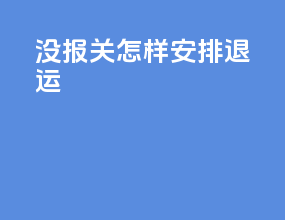没报关怎样安排退运