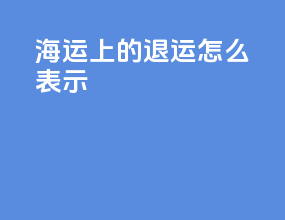 海运上的退运怎么表示