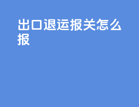出口退运报关怎么报