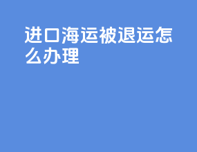 进口海运被退运怎么办理