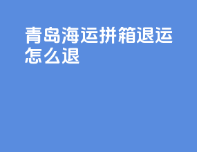 青岛海运拼箱退运怎么退