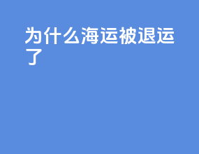 为什么海运被退运了