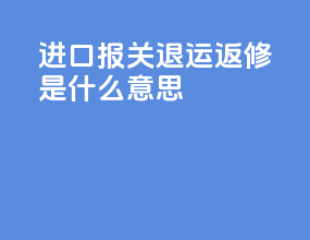 进口报关退运返修是什么意思