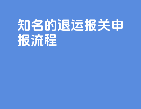 知名的退运报关申报流程