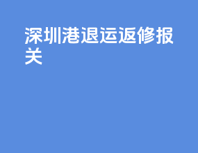深圳港退运返修报关