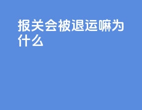 报关会被退运嘛为什么