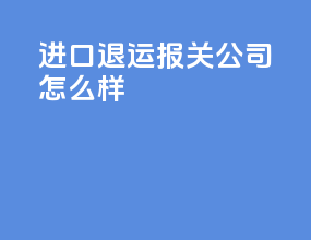 进口退运报关公司怎么样