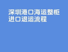 深圳港口海运整柜进口退运流程