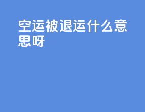 空运被退运什么意思呀