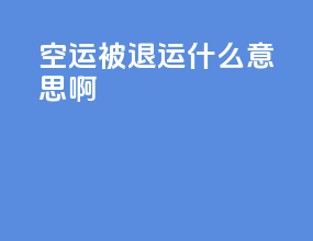 空运被退运什么意思啊