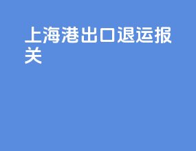 上海港出口退运报关