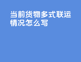 当前货物多式联运情况怎么写